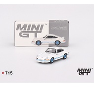 Mini GT 1/64 Scale Porsche 911 Carrera RS 2.7 Grand Prix White w/ Blue Livery Die-cast Car MGT00715