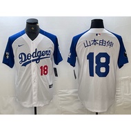 Men's Hottest Dodgers Jersey 18 Yushen Yamamoto Dodgers Fashion Fan Adult Embroidered Cardigan Baseball Jersey