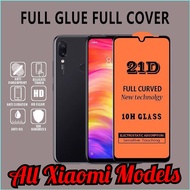 21D Full Glue Full coverage Tempered Glass REDMI 13C 12C A1 A2 A2+ 6 6A 7 7A 8 8A 9 9A 9C NOTE 9S PO