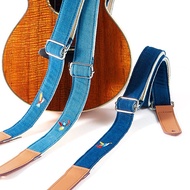 A aNueNue Ukulele Strap Thin Version Hummingbird Blue Dye Series Embroidery 3 Options [Hummingbird M