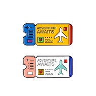 2pcs Enamel Air Ticket Brooches for Women Girls Fashion Cute Plane Airline Lapel Pins Badge Dress Su