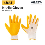 DELI Nitrile Glove DL521031L Anti-Slip Safety Hand Glove Sarung Tangan Kerja Nitrile Polyester