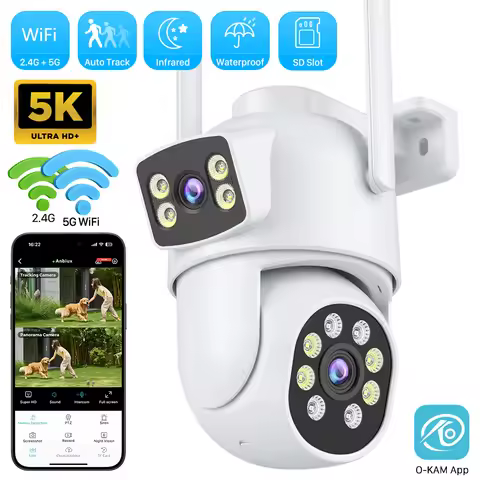4K 8MP PTZ WIFI Camera Dual Lens Dual Screen 4X Digital Zoom IP Camera 10MP HD Auto Tracking Outdoor