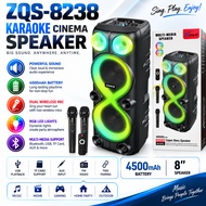 ZQS-8238 Portable Bluetooth Speaker with 2 Wireless Mic Rechargeable Karaoke Party Speaker RGB LED L