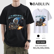 BABULIN 100% cotton 260g cotton T-shirt Oversized Gatling Skull Printed T-shirt for men Soft