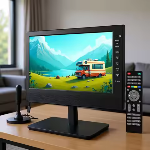 12 Portable LED TV with Digital Tuner, HDMI, USB, RCA Jack, AC/DC, 12V Input - Ideal for Kitchen, Ca