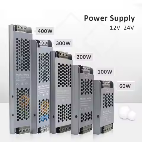 MJJC Power Supply Unit 12V 24V 60W 100W 200W 300W 400W 110V 220V 230V AC to 12 24 Volt DC LED Strip 