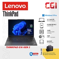 Lenovo 16" Thinkpad E16 Gen 2 ULT7 155U 16GB DDR5 512GB Win11Pro WUXGA IPS with Office 3Y Onsite