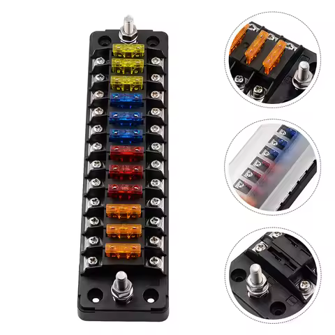 Auto Fuse Box 12 Ways Fuse Holder for Auto Car Boat RV Yacht Marine Fuse Box with Sticker Car Plasti