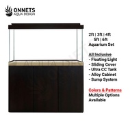 [Free Ship] 3ft - 6ft Ultra Crystal Clear CC Fish Tank Alloy Cabinet Arowana Aquarium Set Akuarium S
