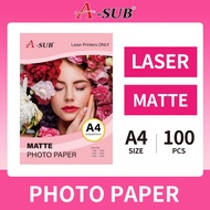 【Laser Matte Paper】A-SUB Matte Photo Paper A4 160gsm/200gsm Suitable for LASER Printer 100sheets A4 