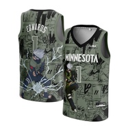 HIJAU [ORIGINAL] Anthony Edwards Jersey #1 Minnesota Timberland CUSTOM GREEN KAKASHI NARUTO - Swingm
