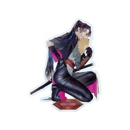 Standee sitting holding a hontoku fan for exhibition