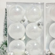 Christmas Decorations Balls Size 8cm Contents 6 White Pearl A21/6