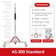 AMBITFUL AS-300 Heavy Duty Stand Stainless Steel Light Stand 120cm-305cm Heavy-Duty Stand as C-Stand