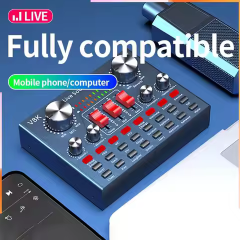 A92Z V8K Audio USB External Sound Card Multi Portable Microphone Live Broadcast Sound Card For Mobil