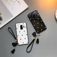 Samsung Galaxy A9 A8 A7 A6 A5 Plus 2018 A750 A9s A9 Star Pro Love Heart Lanyard Cover Glass Wristband Hard Casing Case