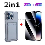 2in1 Anti-Spy Tempered Glass+phone case For Vivo Y01 Y02 Y02A Y02T Y03 Y04 Y11 Y12 Y17 Y18 Y15 Y15A 
