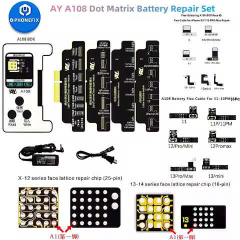 AY A108 Mobile Phone Code Reader Programmer For iPhone X-16Promax Face ID Repair Dot Matrix Read Wri
