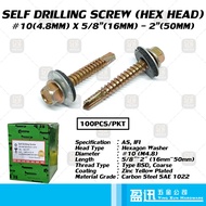 Self Drilling Screw Hex Head Roofing Bumbung Awning #10(4.8mm) x 5/8"(16mm) x 2"(50mm)