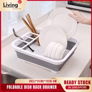 Foldable Dish Rack, Dish Drainer Collapsible Kitchen Drainage Rack, Drying Rack