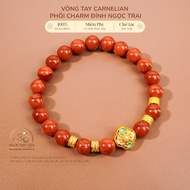 Dan Tam Pearl - Sichuan Carnelian Bracelet 7mm 5A Mixed Flower Charm with Pearl - Fire Element & Ear