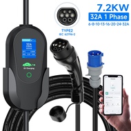 AFYEEV Type 2 Portable EV Charger 7.2KW 32A 1Phase Wallbox Type2 EVSE Charging Cable CEE Plug WiFi A