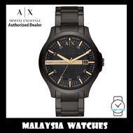 (100% Original) Armani Exchange AX2413 Hampton Analog Black Dial Gold-Tone Hands&Index Stainless Ste