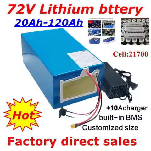BMS au lithium-ion avec charger, 60Ah, 72V, 50Ah, 80Ah, 72V, 40Ah, 100Ah, films, ion pour scooter, v