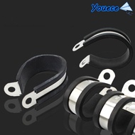 YOUECE Rubber Lined Clips, Metal Useful Wiring Hose Clamp, High quality Durable R-type Cable Fastene