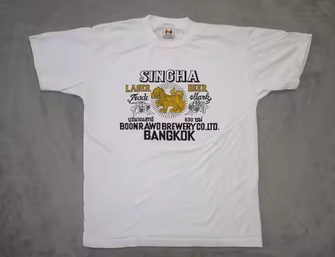 Vintage Singha Lager Beer Bangkok T Shirt Colour Takingness Thailand Large Whit long or short sleeve