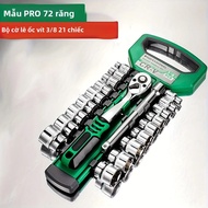 Bộ Cờ Lê Ổ Cắm 72Drive 1/4-3/8-1/2 Kèm Cờ Lê Ratchet Nhỏ Gọn Đa Năng Dùng Sửa Chữa Ô Tô Làm Bằng Thé