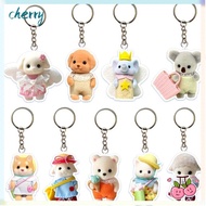 CHERRY Sylvanian Families Doll Keychain, Acrylic Mini Poodle Doll Keyrings, Funny Cute Forest Family