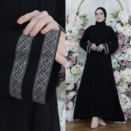 Gamis Abaya Turkey Dress Turki Baju Muslim Wanita Arab Dubai Athifah Busui Dewasa Warna Hitam Jetbla