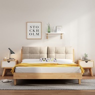 Bed Frame Nordic Solid Wood Modern Simple Style 1.95m Big/ Single/Super Single Bed King/Queen Bed Bed room Household