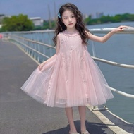 [Taiwan Shipment] Girls One-Piece Dress Summer Dress One-Piece Dress New Style One-Piece Dress Pink 