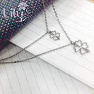 Stainless steel necklace - 2 lucky leaves-DC009