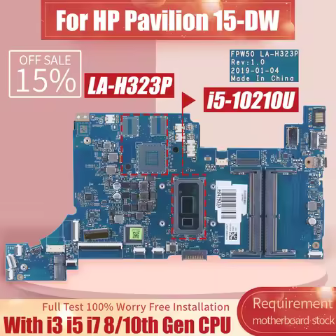 LA-H323P For HP Pavilion 15-DW Laptop Motherboard M13687-601 L52005-001 L68076-601 L51985 I3 I5 I7 8