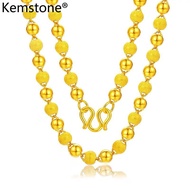 Kemstone 24K Gold Plated 9MM Frosted Lucky Beaded Chain สร้อยคอสำหรับผู้ชายเครื่องประดับ Gifts