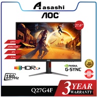 AOC Q27G4F 27" Fast IPS 180Hz 0.5ms sRGB 120% QHD Gaming Monitor (HDMI 2.0x1, DP 1.4 x1)
