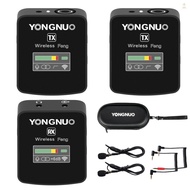 YONGNUO Feng One-Trigger-Two 2.4G Wireless Microphone System with 2 * Transmitters + 1 * Receiver + 2 * Clip-on Microphones Max.150M Transmission Rang TFT Screen Built-in Battery 3