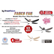 CHEAPEST INSTALLATION Fanco Fan Rito Plus (SMART Optional)DC Celling Fan w 36w light 3tone