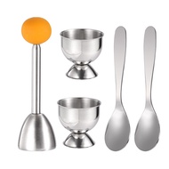 Egg Cracker Topper Set Soft Hard Boiled Eggs Separator Tool 2 Egg Cups2 Metal Spoons&amp1 Soft Boile