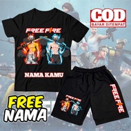 MERAH T-shirt & PANTS SET FOR BOYS GIRLS FREEFIRE SG RAPPER WINGS BLUE & RED T-SHIRT SET CHILDREN FR