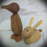 復古經典工藝 動物木雕擺設(企鵝.兔子)