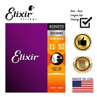 Elixir 11027 Nanoweb 80/20 Bronze Acoustic Guitar Strings 011-052