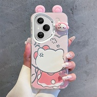 Honor 400 Pro Casing Honor 400 Casing Cartoon Katie Cat Hard Case Shockproof Plating Metal Button Ph