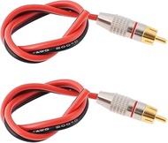2 X RCA Male to Bare Wire Audio Cable 14AWG Silicone Cable 30cm for Speaker Amplifier TV DVD CD Play
