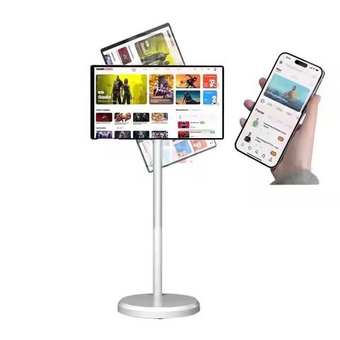 24 Inch Portable Smart TV Android 12 Wireless Monitor Full Color Touch Screen Built In Camera Batter