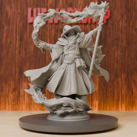 Elder Wizard Miniatures | 28mm-75mm | Resin 3D Printed DND Pathfinder Mini | Unpainted Grey
